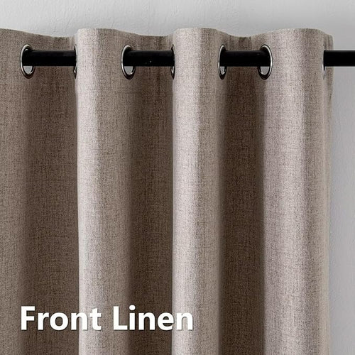 100% Blackout Curtains 90 Inch Length 2 Panels Set, Linen Curtains for Living Room, Black Out Thermal Insulated Grommet Drapes Bedroom Luxury Decor Privacy(52W × 90L inch, Linen)