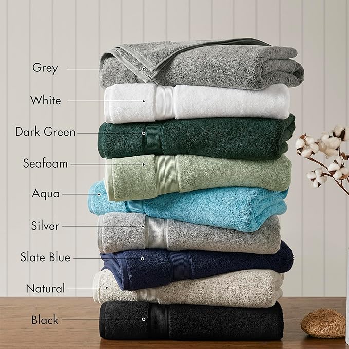 Madison Park 800GSM Bath Sheet Towel Oversized 34" x 68" 2 Pack 100% Cotton Bath Towel Set Highly Absorbent Hotel Spa Quality for Bathroom, Black
