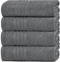 White Classic Wealuxe Grey Bath Towels Set of 4, Cotton Body Towel for Hotel, Gym, Spa, Soft Extra Absorbent Quick Dry Towels for Bathroom 27x54 Inch