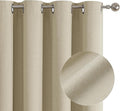 ChrisDowa 100% Blackout Tan Solid Curtains 90 Inches Long 2 Panels for Bedroom Living Room,Farmhouse Room Darkening Thermal Insulated Soundproof Grommet Top Window Treatment Drapes,52x90