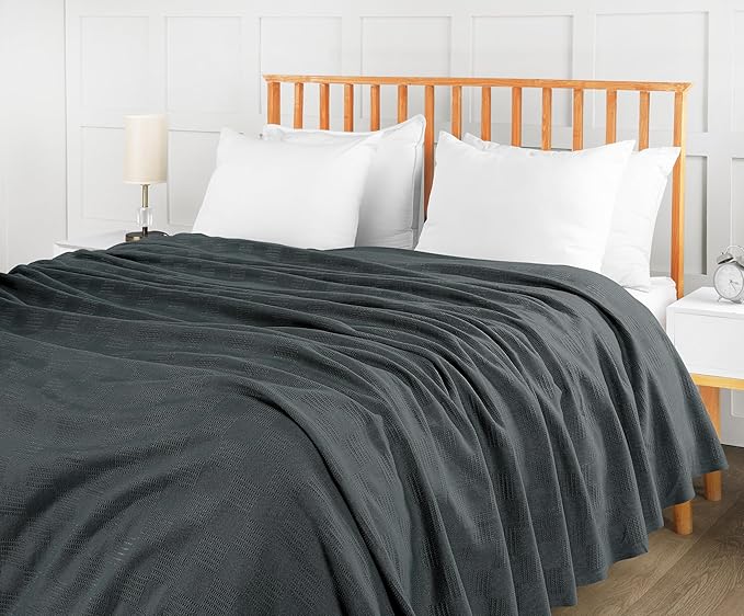 Utopia Bedding Smoke Gray 100% Cotton Blanket [Twin Size - 90x72 Inch] 350GSM Lightweight, Soft and Breathable Thermal Blanket for All Seasons (Pack of 10)