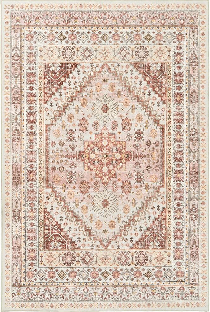 zesthome 6x9 Area Rug, Super Soft Washable Rugs for Living Room, Non-Slip Stain Resistant Vintage Rugs, Ultra-Thin Large Area Rugs
