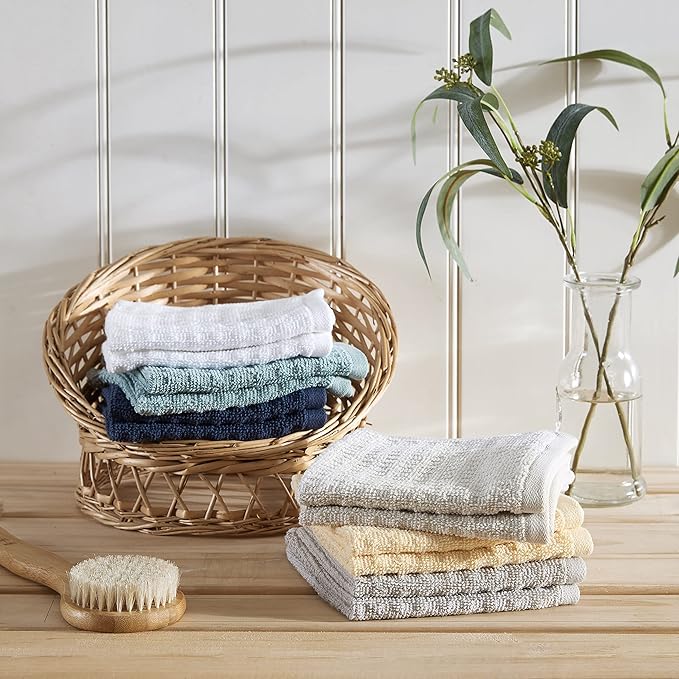 Tommy Bahama- Washcloth Set, Highly Absorbent Cotton Bathroom Decor, Low Linting & Fade Resistant, Oeko-Tex Certified (Northern Pacific Turquoise, 12 Piece)