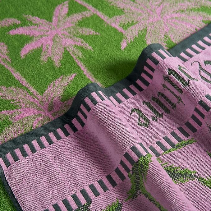 Juicy Couture Palm Trees 36" x 72" 100% Cotton Oversized Beach Towel - Soft, Absorbent, and Quick-Drying, Perfect for Beach, Pool, or Travel