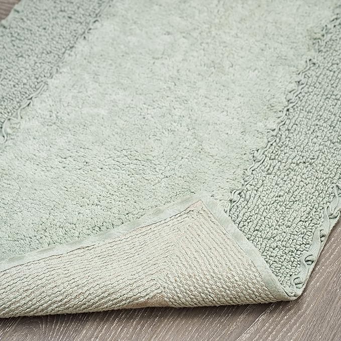 Laura Ashley Ruffle Border Sage Green 27"x 45" 100% Cotton Bath Rug