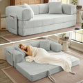 Boneless Couch Folding Couches for Living Room Sofa, Futon Sofa Bed with Sleeper Sofa, Futon Couch with Fixed-Shape Oversized Corduroy Upholstered (Light Grey, 81 Inches)
