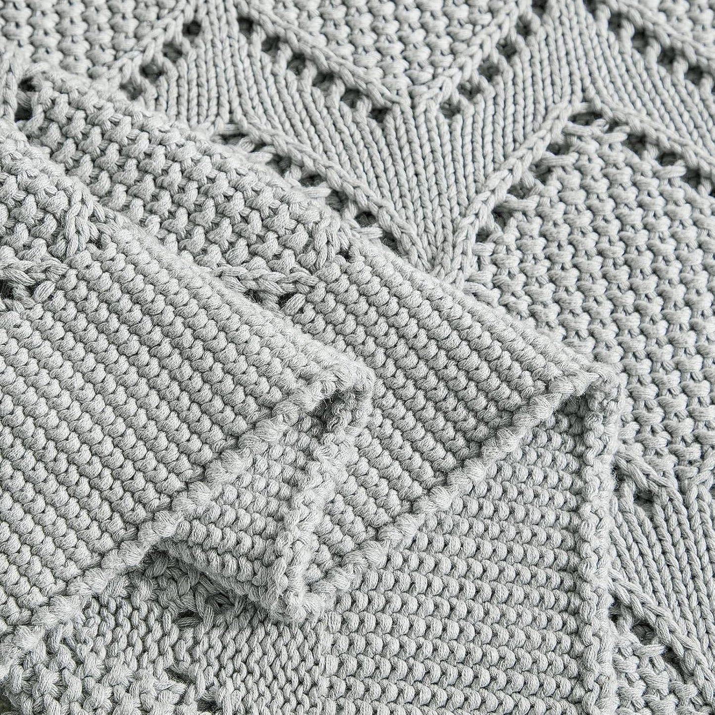 Longhui bedding Chunky Cotton Knit Throw Blanket for Couch, Sofa, Bed, or Chair, Decorative Breathable Fall Cable Knit Blanket 60 x 80 Inches, Large Medium Weight Grey