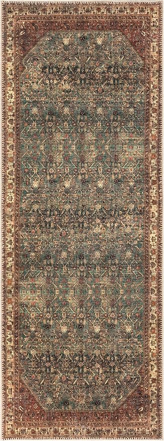 Keen Home Design 2x10 Rug - Machine Washable Runner with Non-Slip Backing, Ideal for Hallway, Entryway, Kitchen, Laundry Room - Vintage, Easy Clean, Durable, Low Pile Rug - (2'6" x 10')