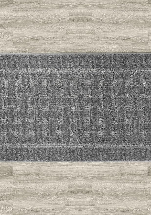 Non Slip Washable Carpet Runner Rug with Rubber Backing, Custom Floor Mat for Kitchen Hallway Stairs Bedroom Bathroom Entry, Grey, Your Choice of Length, 26 Inch X 2 feet, Doormat