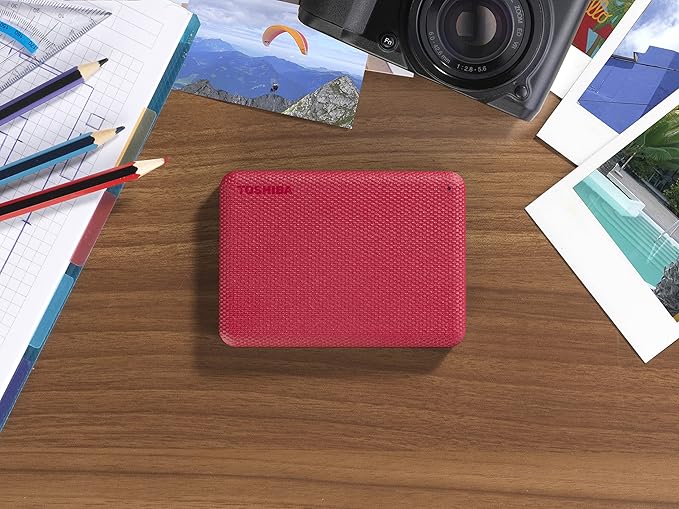 Toshiba Canvio Advance 2TB Portable External Hard Drive USB 3.0, Red - HDTCA20XR3AA