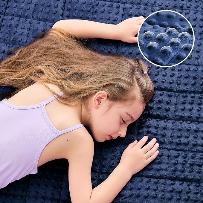 yescool Weighted Blanket 7 Pounds Blue Twin Size Cooling Weighted Throw Blanket, Minky Heavy Blankets Warm Weighted Comforter, Big Washable Thick Blankets Gift for 60-90lbs, 40 * 60in