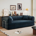 79" Convertible Sofa Bed with Fixed-Shape Frame, Corduroy Folding Pull Out Couch, No Assembly Modern Boneless Couch Compression Sofa in Box, Floor Sofa for Living Room,Blue