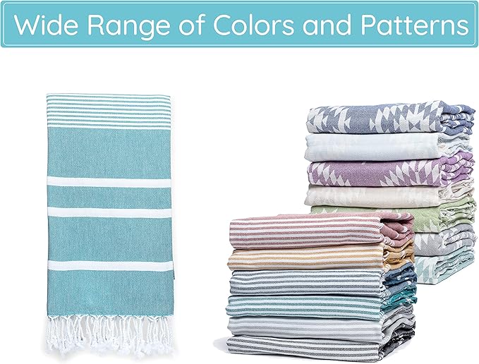 Premium Turkish Beach Towel (35”x 67”) – Lightweight, Quick Dry Beach Towel, Sand-Free, 100% Cotton – Teal