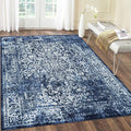 vivorug 5x7 Area Rugs, Stain Resistant Washable Rug for Living Room, Vintage-Inspired (Navy Blue, 5'x7')