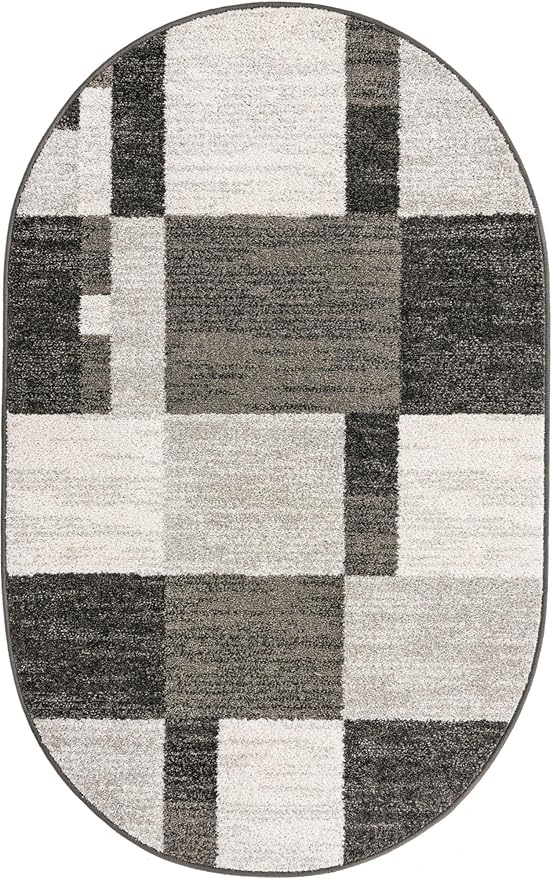 Unique Loom Autumn Collection Area Rug - Providence (3' 3" x 5' 3" Oval, Gray/ Ivory)