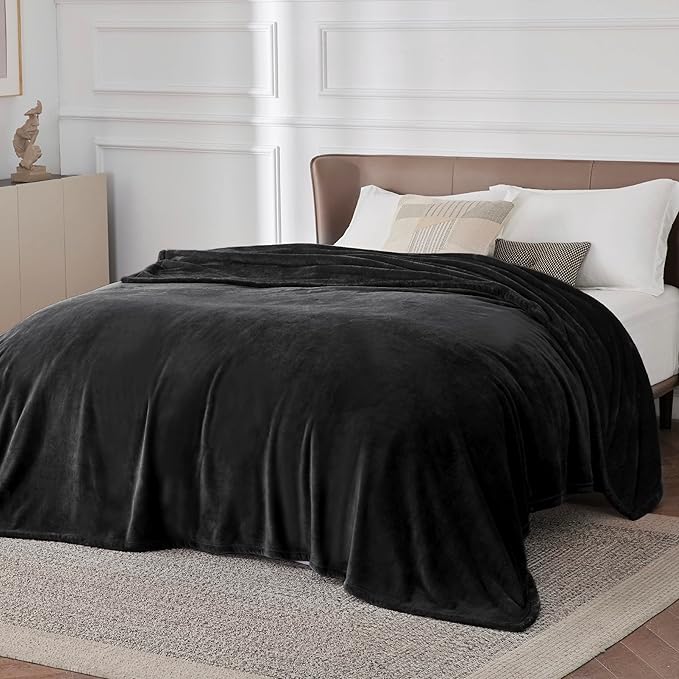 Bedsure GentleSoft Fleece Bed Blankets Large Size Black - Soft Lightweight Fuzzy Cozy Luxury Oversized King Blanket Microfiber, Room Home Decor Gifts for Women and Men, 120x120 inches