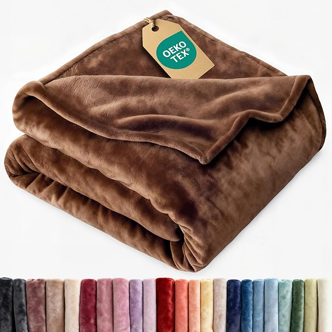 Ultra Soft Fleece Blanket King Size - Flannel Fleece Luxury King Blanket - Lightweight for Couch Bed Chair - Thick, Warm and Breathable - All Season Cozy Fuzzy, Anti-Static Microplush Bedding, Brown