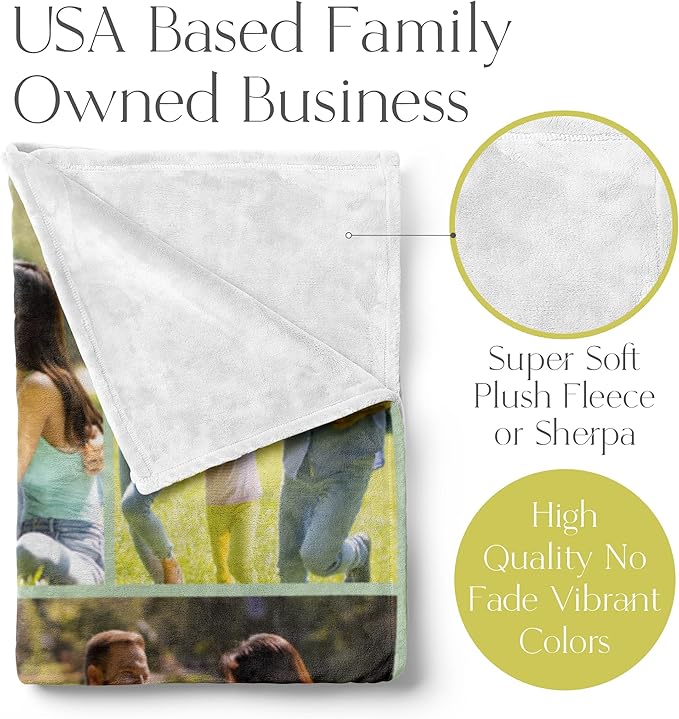 Ships Next Day, Custom Blanket with Picture - Printed in USA, Personalized Photo Blanket (Fleece - 30x40)