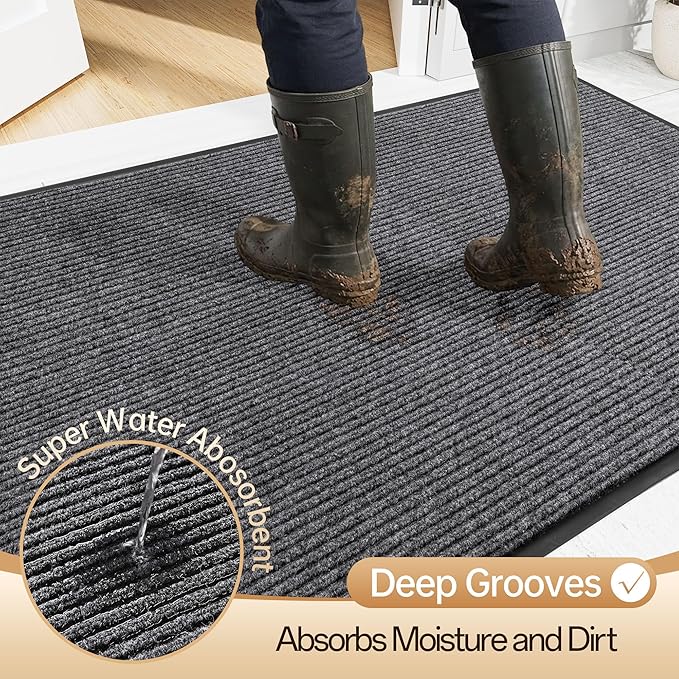 Amyracel Front Door Mat Indoor Outdoor Entrance, 36" x 60" All-Season Waterproof Doormat for Enterway, Heavy Duty Commercial Floor Mat, Fade Resistant, Rubber Back, Low Profile, Easy Clean