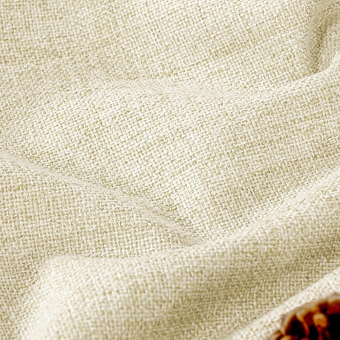Linen Blackout Curtains 54 Inch Length 2 Panels for Bedroom, Thermal Insulated Total Light Blocking Noise Reducing Window Curtains for Farmhouse, Bronze Grommet, Cream, Each 52" Wide