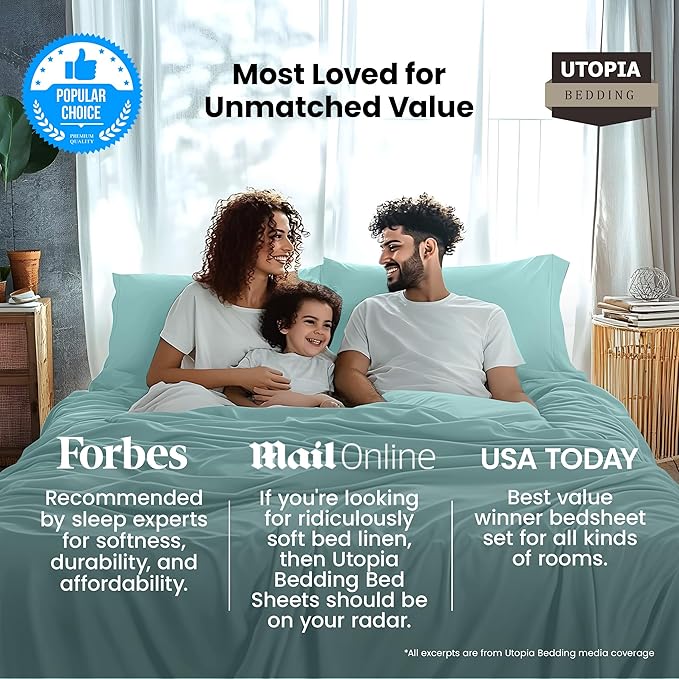 Utopia Bedding Twin Bed Sheets Set - 3 Piece Bedding - Brushed Microfiber - Shrinkage and Fade Resistant - Easy Care (Twin, Spa Blue)