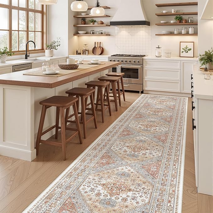 zesthome Washable Runner Rug 2.5x16 - Stain Resistant Entryway Rug,Ultra-Thin Kitchen Rugs, Anti Slip Backing Runner Rugs for Entrance Laundry Room Indoor Hallway (Orange,2.5'x16')