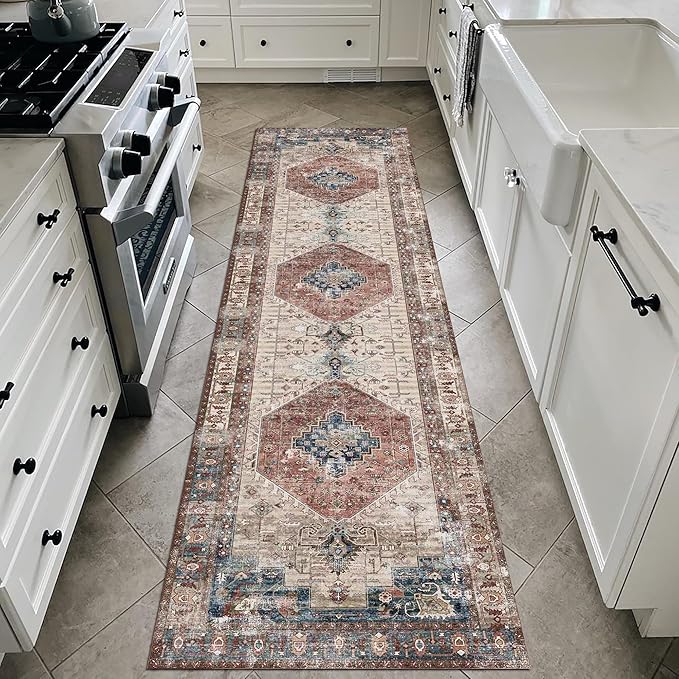 vivorug Runner Rug 2'x8' Vintage Washable Non-Slip Runners for Hallways Kitchen Entryway Laundry Room Carpet Hallway Runner Brown