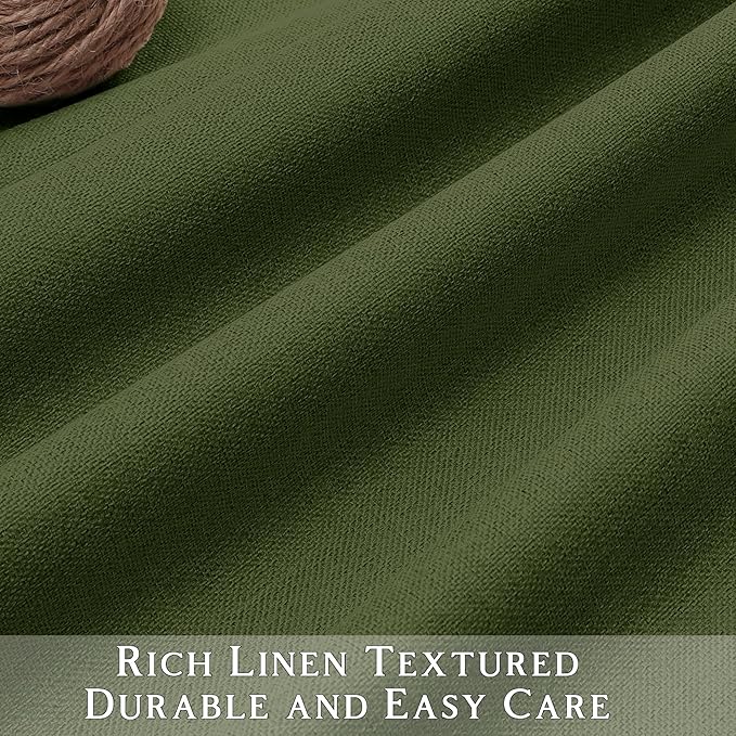ChrisDowa 100% Blackout Olive Green Solid Curtains 90 Inches Long 2 Panels for Bedroom Living Room,Farmhouse Room Darkening Thermal Insulated Soundproof Grommet Top Window Treatment Drapes,52x90