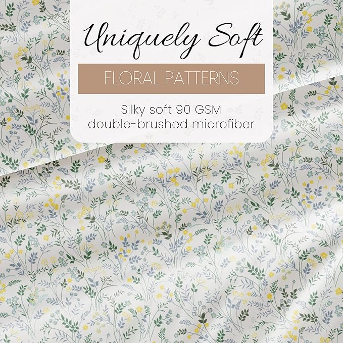 Linen Market Double-Brushed Patterned Microfiber Twin Sheet Set 3 Piece – Oeko-TEX Certified Ultra Soft & Wrinkle-Free - 16" Deep Pocket Sheets - Easy Care Twin Size - Wildflower Light Blue