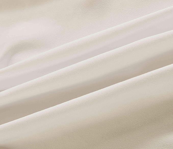 Sheets & Beyond Wrap Around Solid Microfiber Luxury Hotel Quality Fabric Bedroom Gathered Ruffled Bedding Bed Skirt 14 Inch Drop (Queen, Beige)