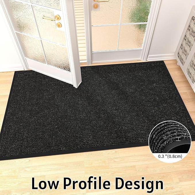 Front Door Mat Indoor Outdoor Entrance, 48" x 72" All-Season Heavy Duty Waterproof Doormat, Non-Slip Absorbent Entryway Mat, Easy to Clean, Low Profile Commercial Floor Mat for Indoor Outdoor