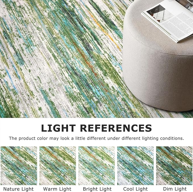 2x3 Modern Abstract Rug for Entryway, Green Grey Multi Super Soft Small Washable Area Rug, Non-Slip Kitchen Rugs, Low-Pile Mat for Bedside, Foyer, Indoor Door Mat