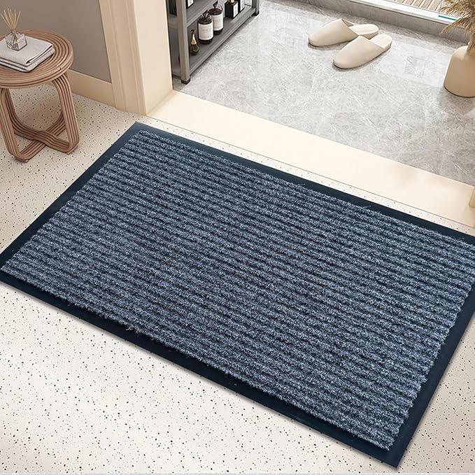 Front Door Mat,2'x3'Indoor Outdoor Door Mat,Heavy Duty Durable Welcome,Commercial Floor Mats Inside Outside Entrance, Waterproof All-Season, All-Weather Non Slip Backing Doormat for Entryway,Dark Gray