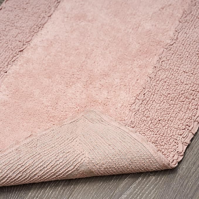 Laura Ashley Ruffle Border 100% Cotton Bath Rug, Blush Pink, 17"x 24"