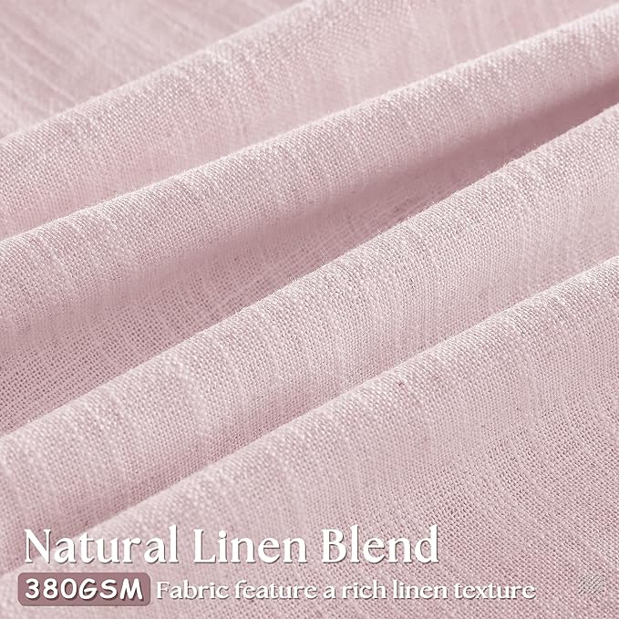 Elegant Blush Pink Semi Sheer 102 Inch Curtains Cotton Linen Textured for Living Room Bedroom Nursery Soft Light Filtering Drapes Dusty Pink Pinch Pleated Curtains with Rings Hooks 2 Panels Set