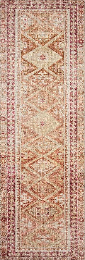 Loloi Layla Collection LAY-16 Natural/Spice 2'-3" x 3'-9" .13" Thick Accent Rug, Soft, Durable, Vintage Inspired, Distressed, Low Pile, Non-Shedding, Easy Clean, Printed, Living Room Rug