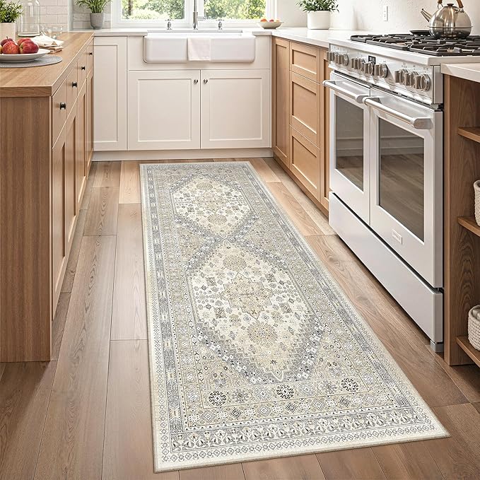 zesthome Runner Rug 2x5 - Stain Resistant Machine Washable Rug, Non Slip Vintage Hallway Runner Rugs, Low Pile Lightweight Runners for Kitchen, Entryway and Corridor