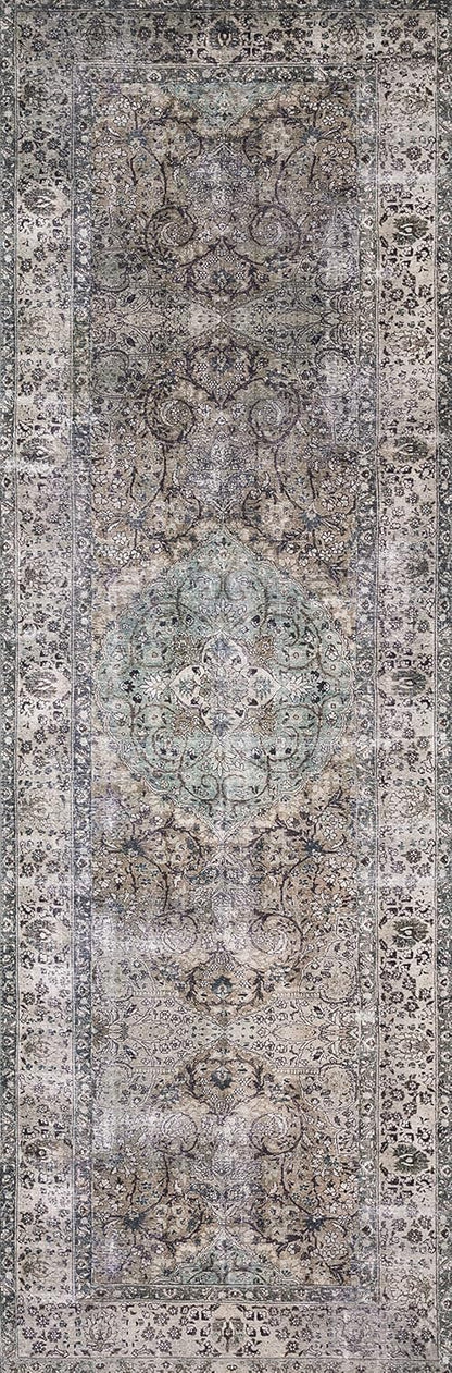 Loloi Layla Collection LAY-06 Taupe/Stone 3'-6" x 5'-6" .13" Thick Accent Rug, Soft, Durable, Vintage Inspired, Distressed, Low Pile, Non-Shedding, Easy Clean, Printed, Living Room Rug