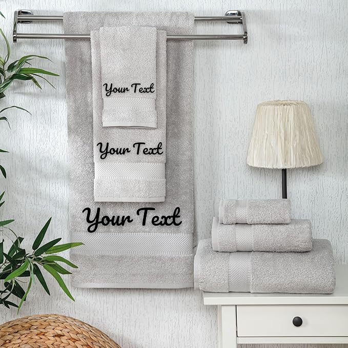 Personalized Towels - Customized Turkish Cotton Towel Set, Monogrammed Towels with Initials, Name & Embroidery, Idea for Weddings, Bridal Showers, Anniversaries, Housewarming, New Home