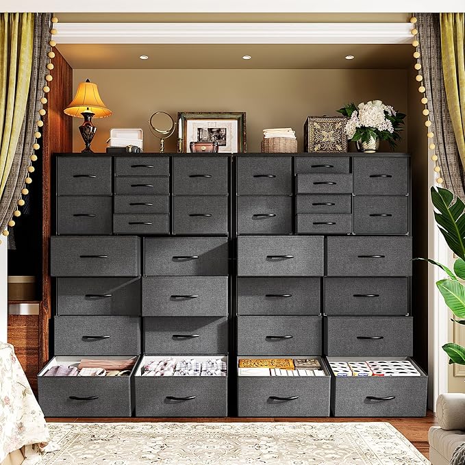 57“H Dresser for Bedroom with Drawers,Fabric Dressers & Chests of Drawers for Bedroom,Large Dresser, Sturdy Metal Frame & Wood Top,Entryway, Hallway(Grey)