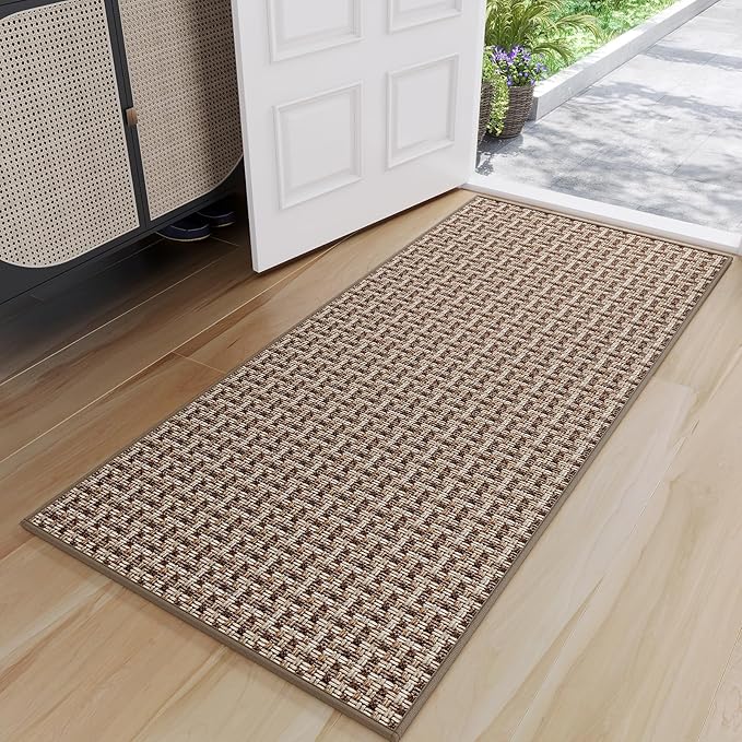 Indoor Door Mat 24"x72",Door Mat Indoor Entrance Dirt Resistant and Absorbent Non-Slip Rubber Backing Front Door Mats Washable Low-Profile Mats for Entryway, Inside Entrance Easy Clean Brown