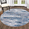 5' Round Rug Washable Rug for Entryway, Navy Blue Gray Neutral Multi Soft Non-Slip Area Rugs Modern Abstract Low-Pile Carpet, Neutral Vintage Circle Rugs for Living Room Dining Bedroom Foyer