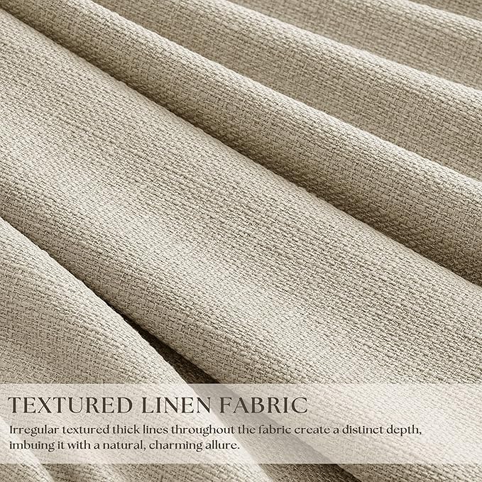 105 Inch Blackout Pleated Curtains for Bedroom Living Room Darkening Linen Textured Pinch Pleat 100% Black Out Thermal Insulated Window Drapes Double Layer Soundproof Curtains 2 Panels Oatmeal Beige