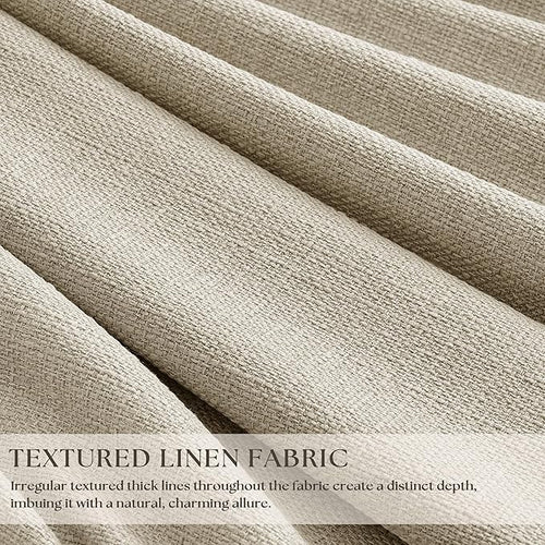 105 Inch Blackout Pleated Curtains for Bedroom Living Room Darkening Linen Textured Pinch Pleat 100% Black Out Thermal Insulated Window Drapes Double Layer Soundproof Curtains 2 Panels Oatmeal Beige