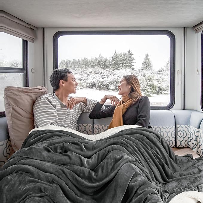 Utopia Bedding Sherpa Blanket King Size (Grey, 90x102 Inches) - Soft Lightweight Plush Fleece Reversible Blanket for Bed, Sofa, Couch, Camping and Travel