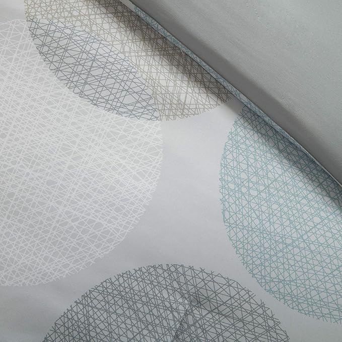 Madison Park Essentials Bed in a Bag Comforter, Vibrant Color Design All Season Down Alternative Cover with Complete Cotton Sheet Set, King(104"x92"), Knowles, Circular Aqua, 9 Piece