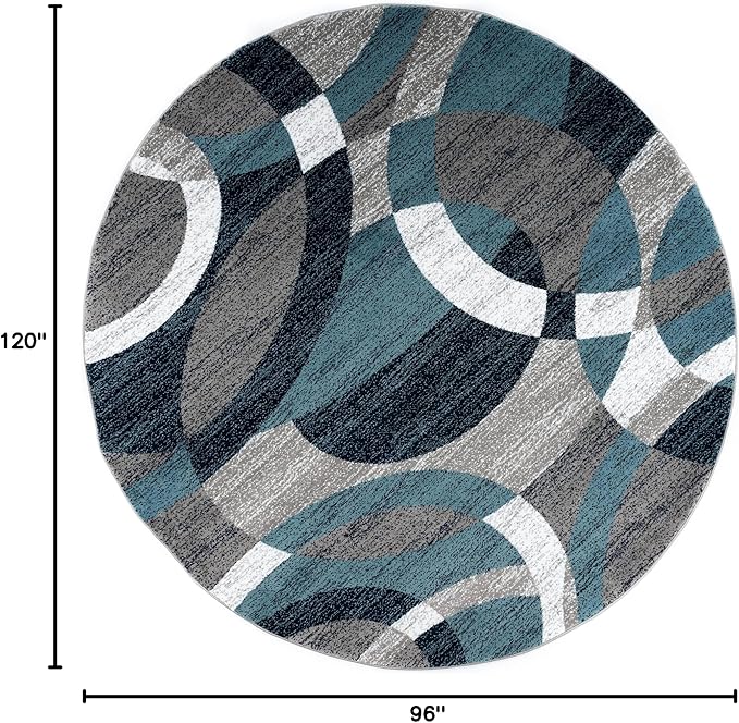 Rugshop Contemporary Abstract Circles Perfect for high Traffic Areas of Your Living Room,Bedroom,Home Office,Kitchen Round Rug 6' 6" Blue (6' 6" Diameter)