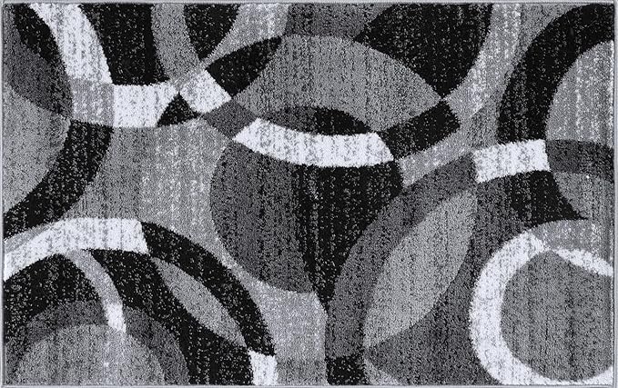 Rugshop Contemporary Abstract Circles Perfect for high Traffic Areas of Your Living Room,Bedroom,Home Office,Kitchen Area Rug 2'7" x 4' Gray