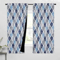Beauoop 100% Blackout Curtains 63 Inches Long 2 Panels for Bedroom Living Room Blue Grey Moroccan Geo Room Darkening Thermal Insulated Soundproof Rod Pocket Back Tab Window Treatments Drapes, 50x63
