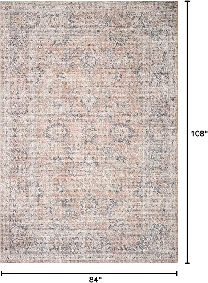 Loloi Skye Collection SKY-01 Blush/Grey 7' x 9' Oval Area Rug
